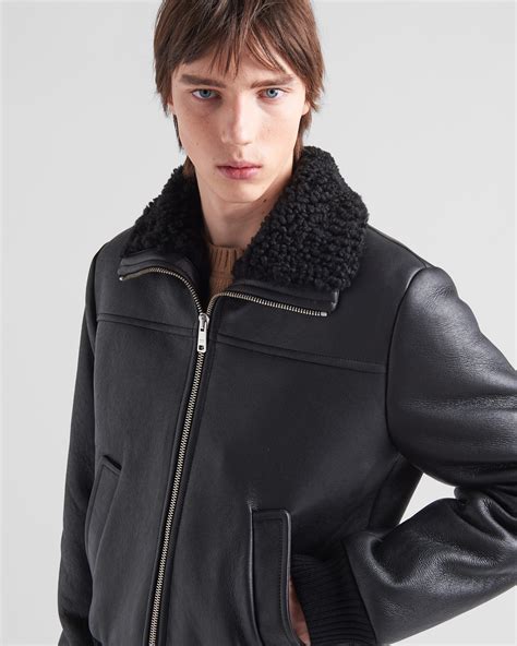 prada snd fur|Black Shearling Fur Jacket .